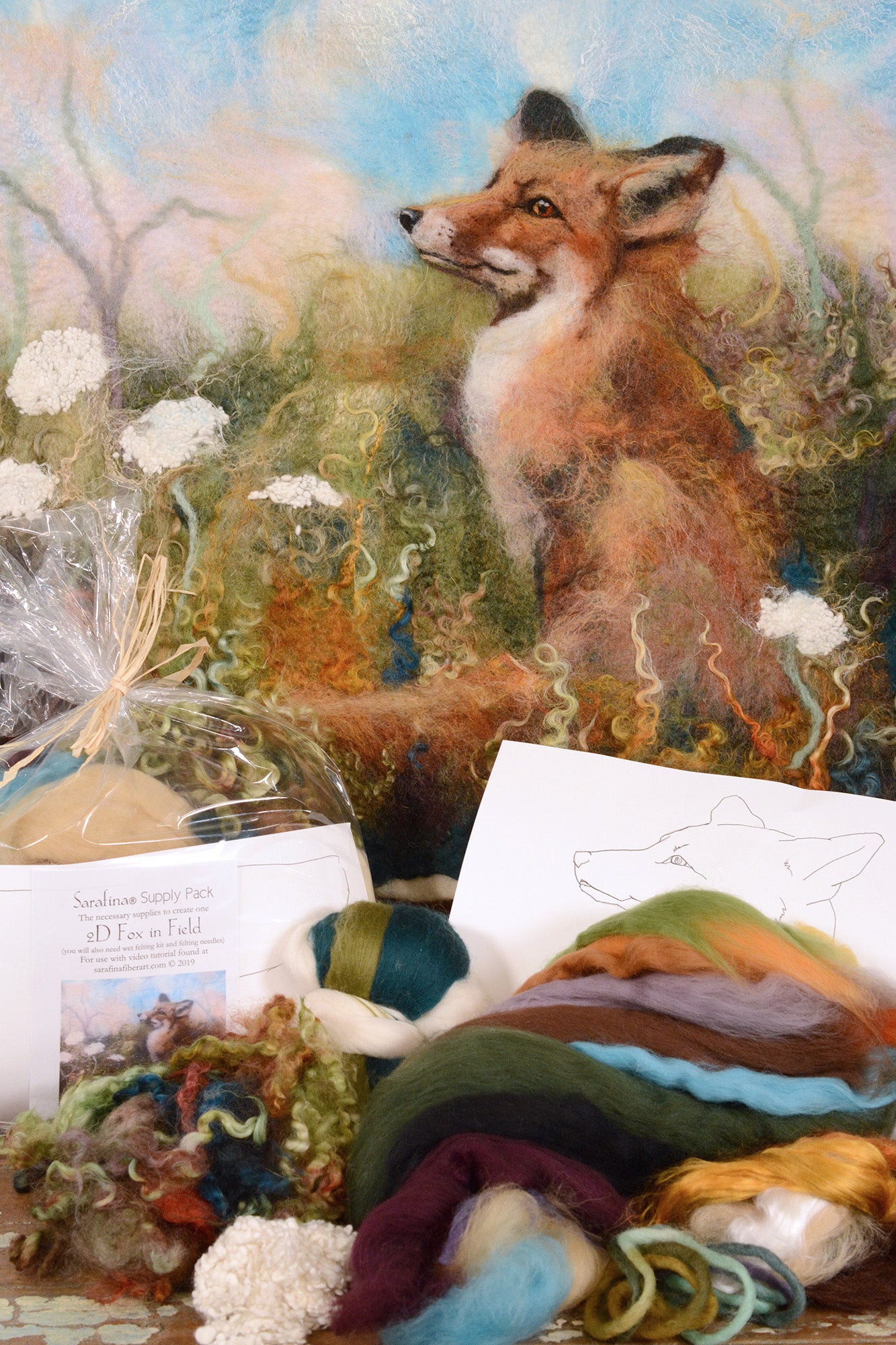 Supply Pack for 2D Needle Felted - Fox in Field – Sarafina Fiber Art